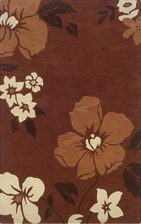 1'10&quot X 2'10&quot Area Rug Flowers Pattern In Rust And Pumpkin