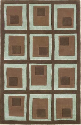 1'10&quot  X2'10&quot Yard Rug Geometric Pattern In Chocolate And Spa Blue