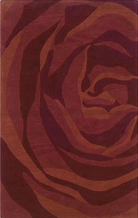 1'10&quot X 2'10&quot Region Rug Huge Rose Pattern In Brick And Rust