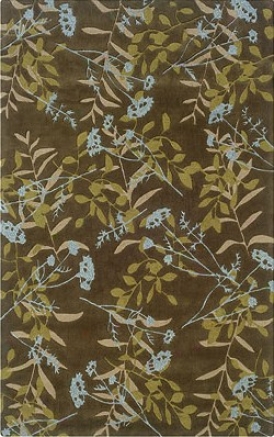 1'10&quot X 2'10&quot Area Rug Plants Pattern In Chocolate And Spa Blue
