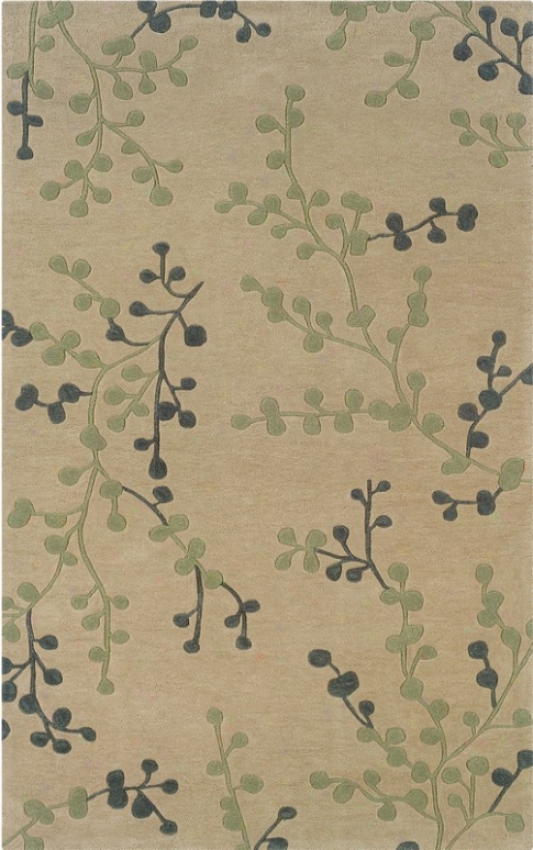 1'10&quot X 2'10&quot Area Rug Plants Patttern In Beige And Picket Blue