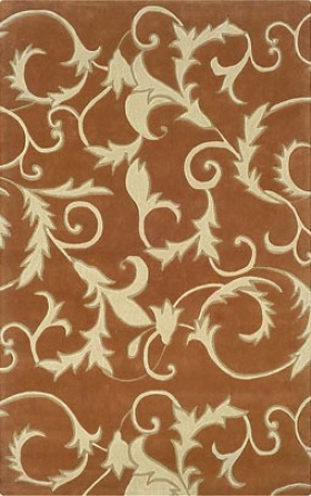 1'10&quot X 2'10&quot Area Rug Scroll Pattern In Pumpkin And Ivoey