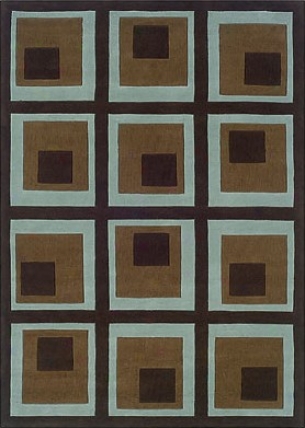 1'10&quot X 2'10&quot Area Rug Square Pattern In Chocolate And Spa Bluw