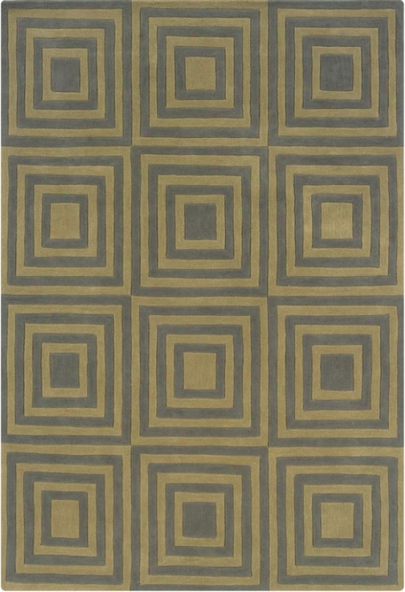 1'10&quot X 2'10&quot Area Rug Square Pattern In Smoke And Wasabi
