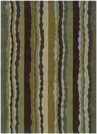1'10&quot X 2'10&q8ot Area Rug Striped Design In Green And Spa Blue