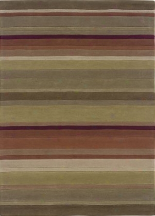 1'10&quot X 2'10&quot Area Rug Striped Pattern In Green And Rust