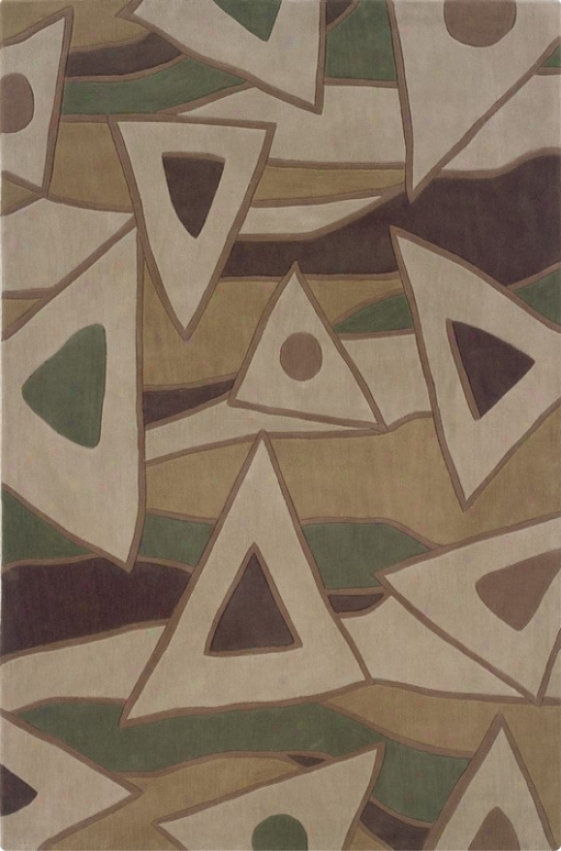 1'10&quot X 2'10&quot Area Rug Triangle Pattern In Beige And Green