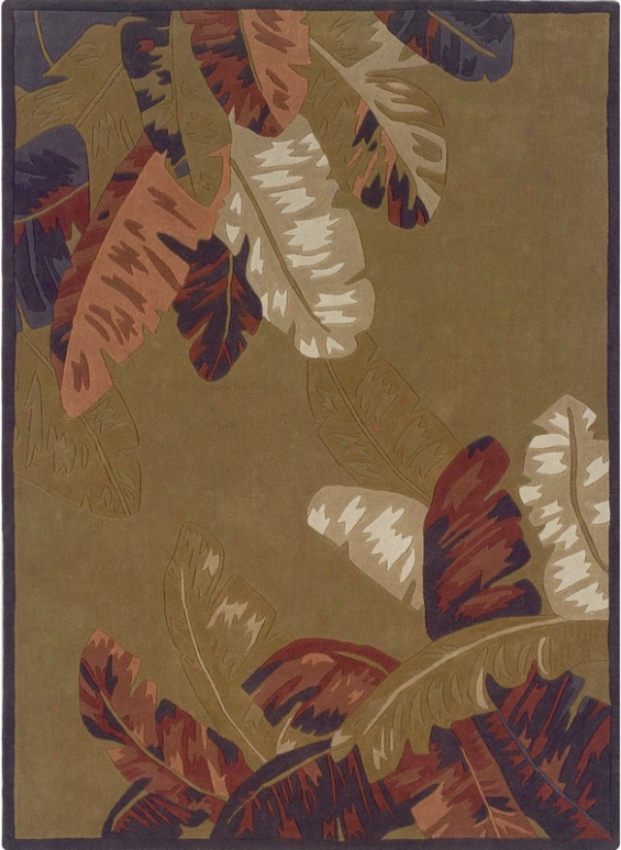 1'10&quot X 2'10&quot Area Rug Tropical Leaves In Camel And Btick