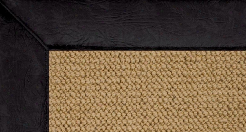 1'10&quot X 2'10&quot Sisal Wool Rug - Athena Hand Tufted Rug With B1ack Leather Border