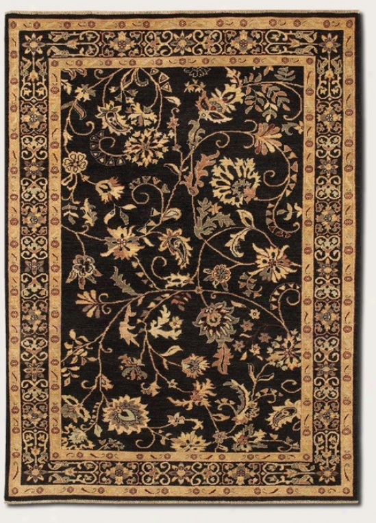 12' X 15' Area Rug Eco-friendly Florral Pattern In Black