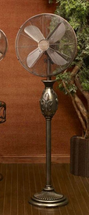 16&quot Deco Floor Fan With Floral Resin In Bronze Finish