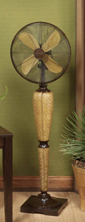 16&quot Kailua Woven Wucker Deco Floor Standing Fan