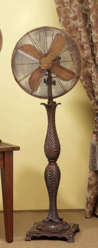 16&quot Rococco Brown Finish Deco Floor Standing Fan