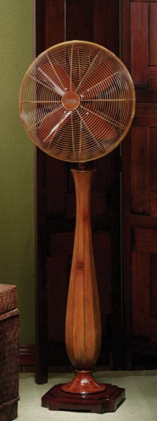 16&quot Sambuca Wood Finish Deco Floor Standing Fan