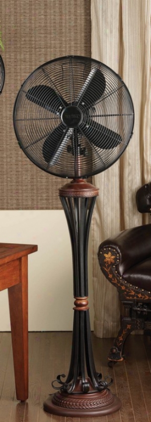 16&quot Venezia Black/bronze Finish Deco Floor Standing Fan