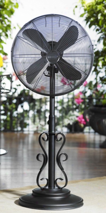 18&quot Ebony Metal Deco Adjustable Outdoor Standing Floor Fan