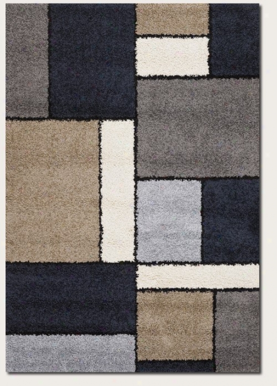 1'8&quot X 3'7&quot Area Rug Contemporary Style In Dark Blue And Sand