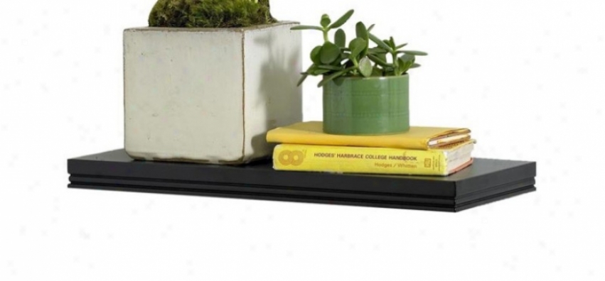 18&quotw Wall Mounted Shelf Rectilinear Lined Design In Black Finish