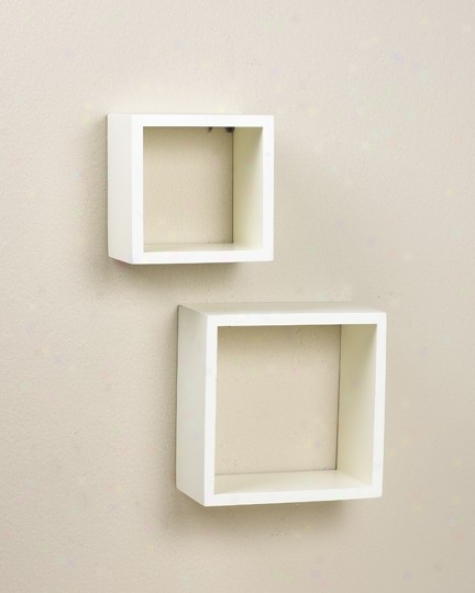 2 Pc Wall Mounted Cubes In White Finish