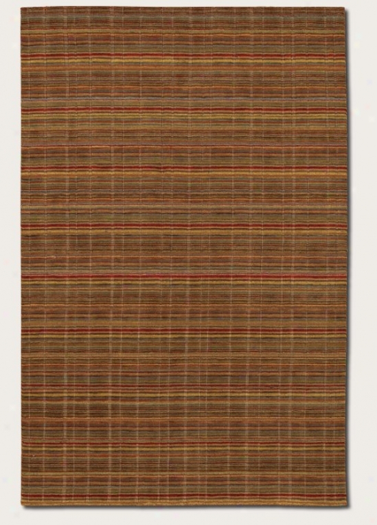 2' X 3' Area Rug Striped Pattern In Mocha And Red