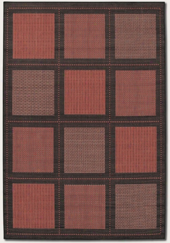 2' X 3'7" Area Rug Contemporary Grid Design In Terra-cotta