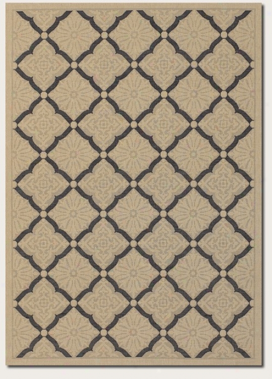 2' X 3'7&quot Area Rug Floral Grid PatternI n Cream Anr Black