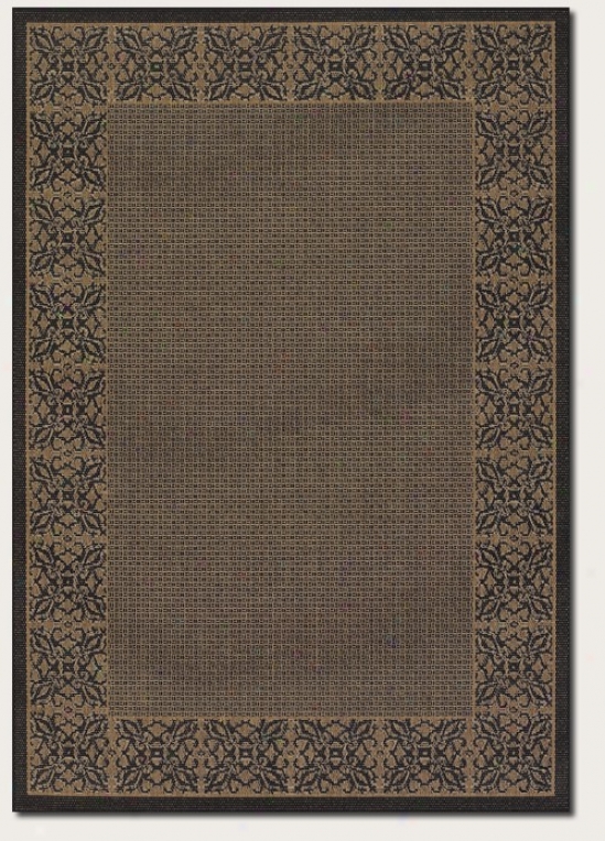 2' X 3'7&quot Area Rug Floral Pattern Edge In Cocoa And Black