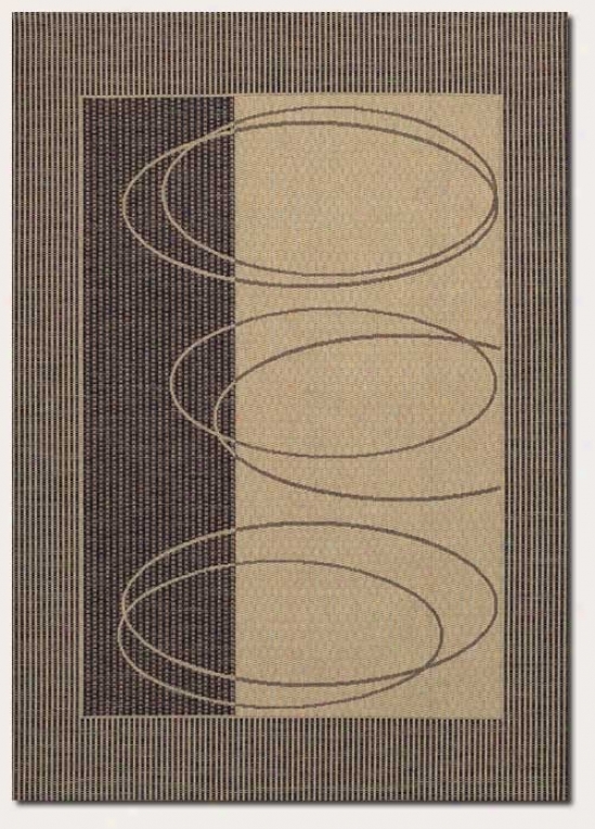 2' X 3'7&quot Area Rug Geometric Oval Pattern In Brown And Cream