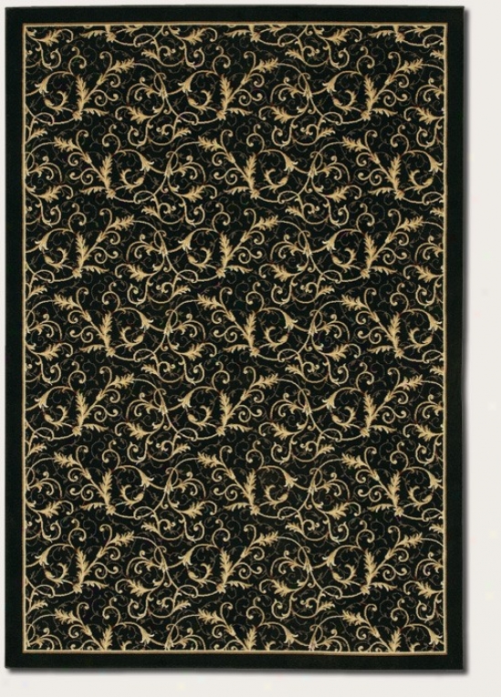 2' X 3'7&quot Area Rug Gold Scrol1 Fern Design In Black Colorr