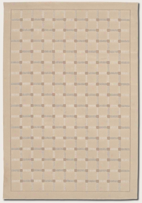 2' X 3'7" Area Rug Grid Pattern In Sand Color