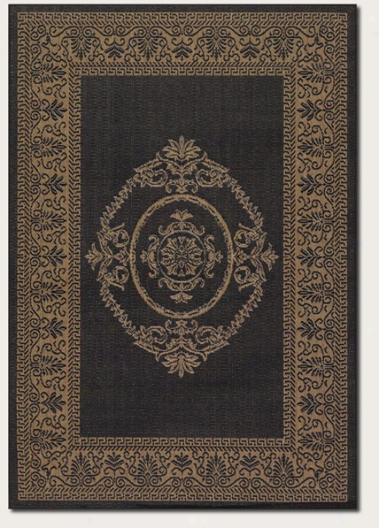 2' X 3'7&quuot Area Rug Medallion Design In Black And Cocoa