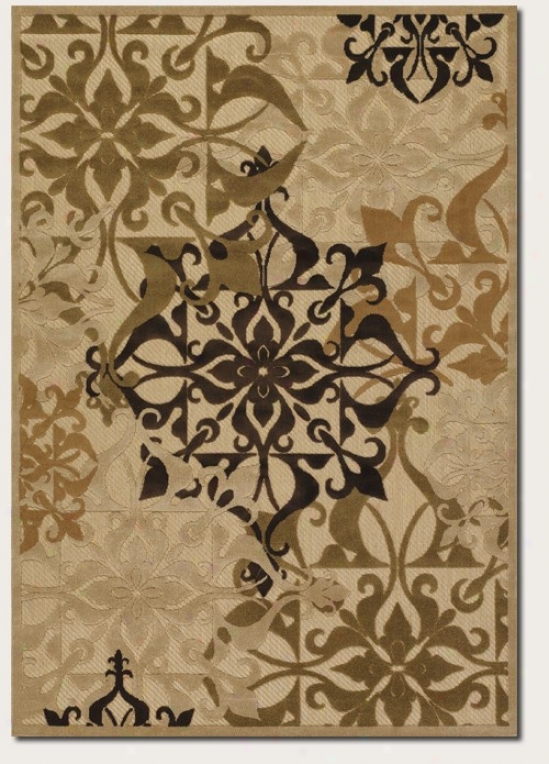 2' X 3'7&quot Area Rug Medallion Exemplar In Sand Color