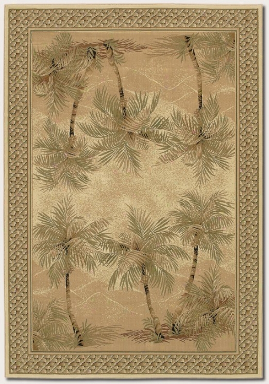 2' X 3'7&quot Area Rug Palm Tree Print In Sand Color