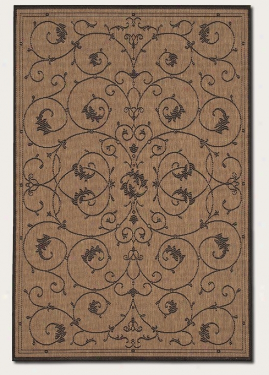 2' X 3'7&quot Area Rug Scroll Floral Design In Cocoa