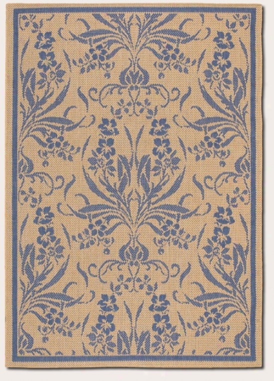 2' X 3'7&quot Area Rug Tapestry Pattern In Blue And Natural