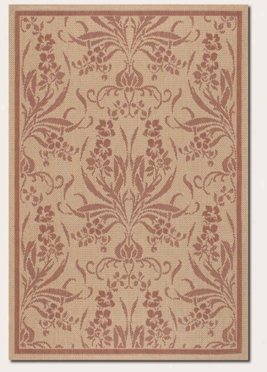 2' X 3'7&quot Area Rug Tapestry Pattern In Terra-cotta And Natural