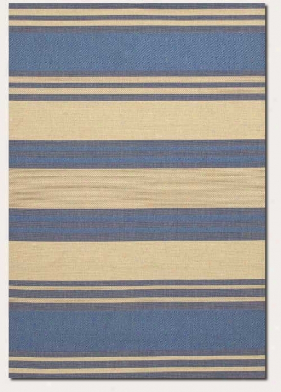 2' X 3'7&quot Area Rug Thick Stripe Pattern In Blue And Cream