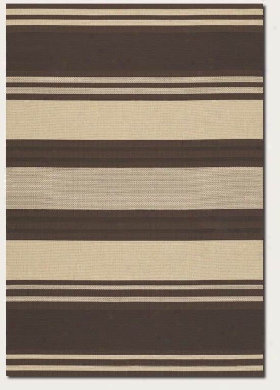 2' X 3'7&quot Area Rug Thick Stripe Pattern In Chocolate And Cream