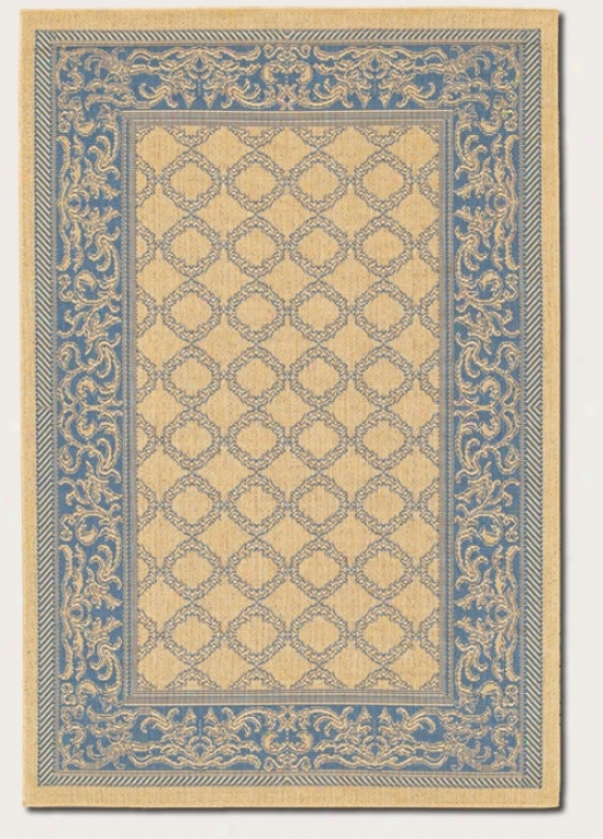 2' X 3'7&quot Area Rug Transituinal Style With Blue Border In Natural