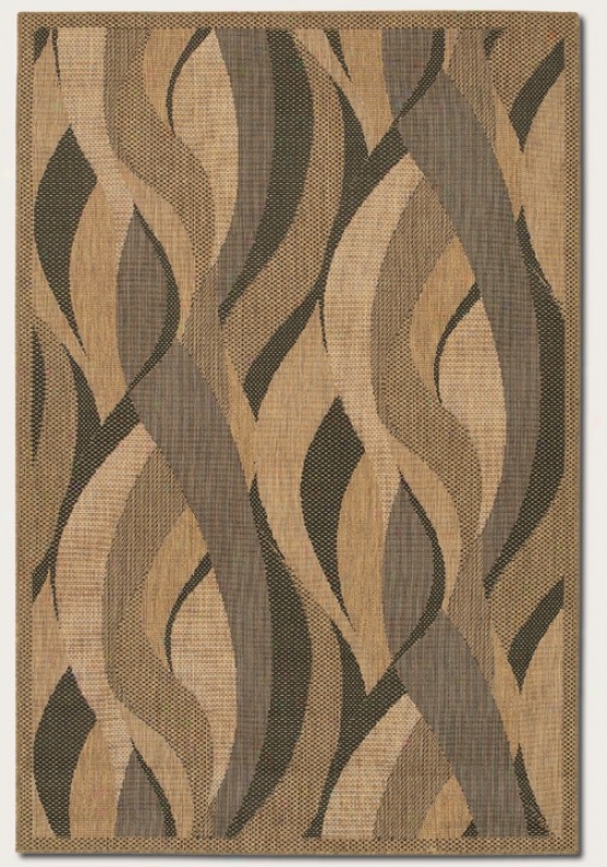 2' X 3'7&quot Area Rug Wave Desgin In Natural And Black