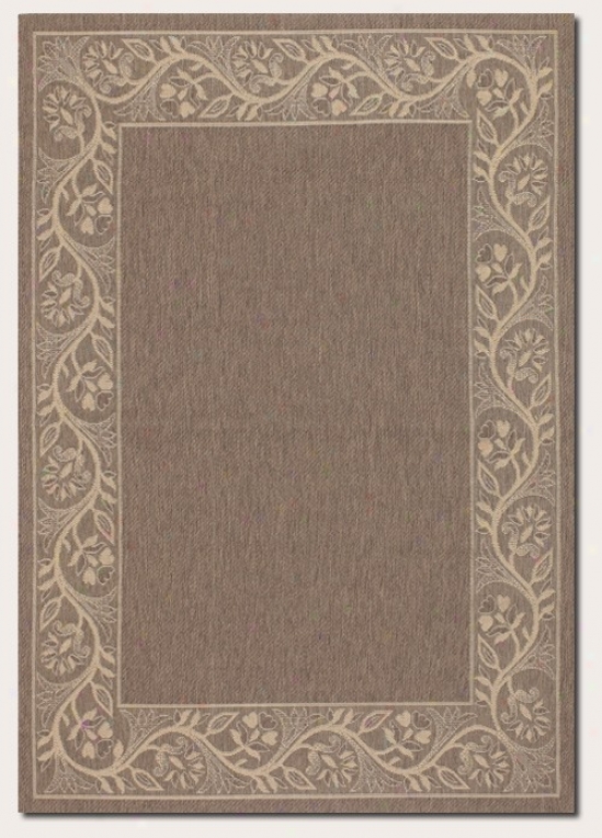 2' X 3'7&quot Yard Rug With Floral Border In Brown And Cream