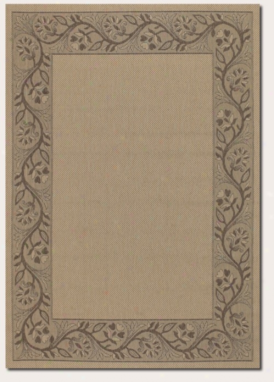 2' X 3'7&quot Area Rug With Floral Border In Cream And Brown
