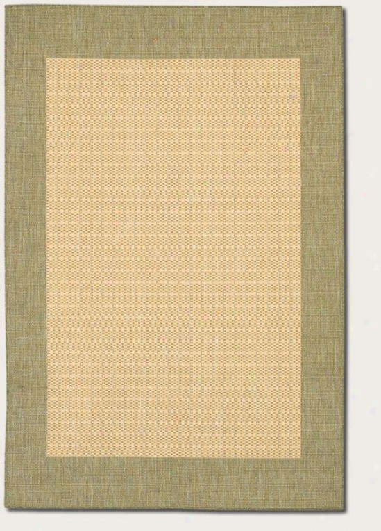 2' X 3'7&quot Area Rug With Green Border In Naturak Color