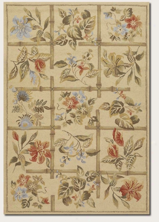 2' X 4' Area Rug Climber Floral Pattern In Sand Color