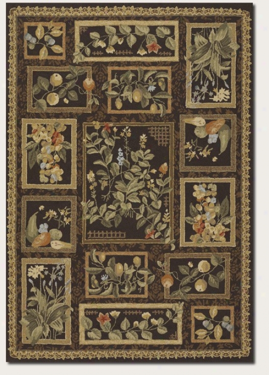 2' X 4' Area Rug Floral And Fruit Pattern In Brown Color