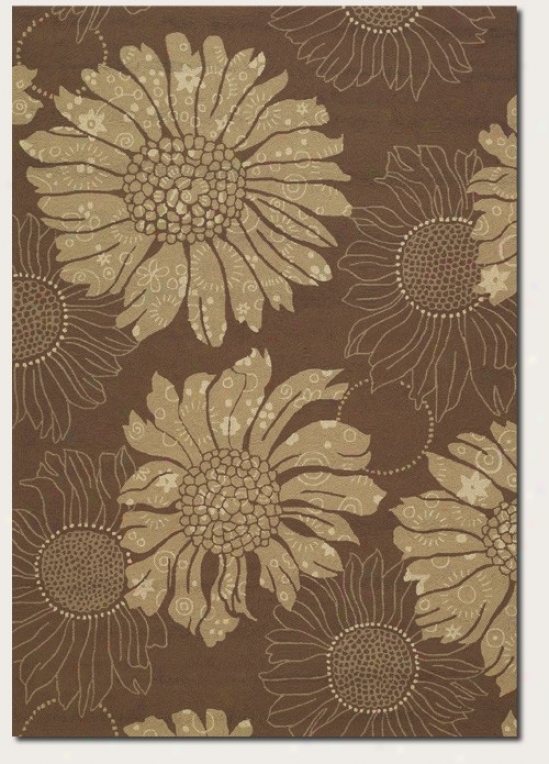 2' X 4' Area Rug Large Sunflower In Cocoa And Sznd
