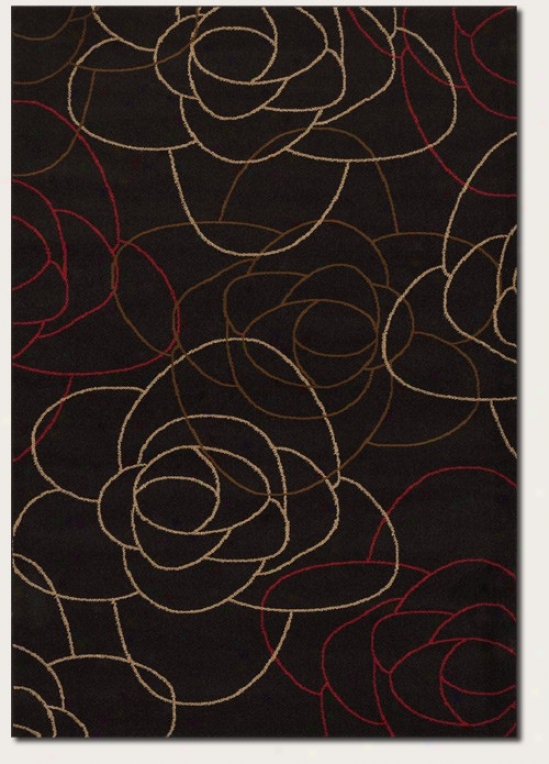 2'11&quot X 7'6&quot Runner Area Rug Absyract Rose Patyern In Chocolate Brown