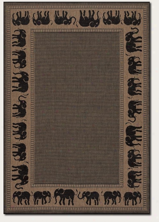 2'3&quot X 11'9&quot Runner Area Rug Elephant Design Border In Black