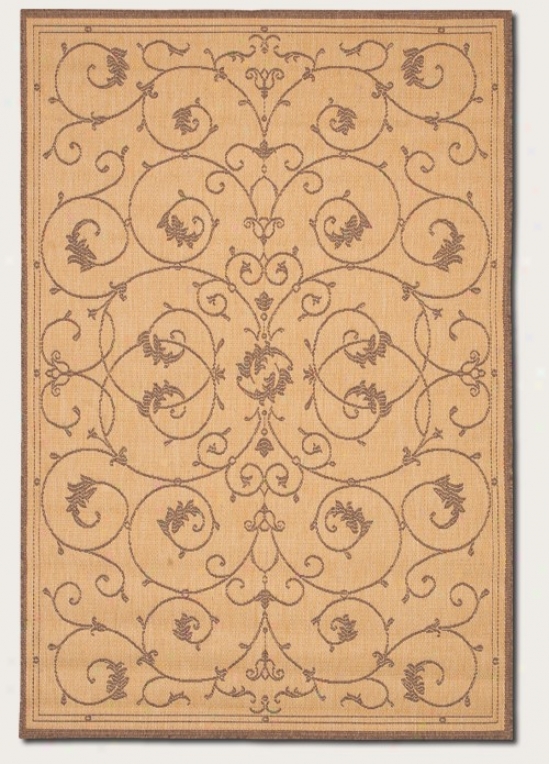 2'3&quot X 11'9&quot Runner Area Rug Scroll Floral Design In Natural And Cocoa