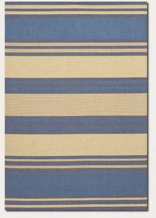 2'3&quot X 11'9&quot Runner Area Rug Thick Stripe Pattern In Blue And Cream